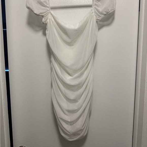 Princess Polly Charvi White Mini Dress with Puff Sleeves Size 10 - Picture 5 of 8